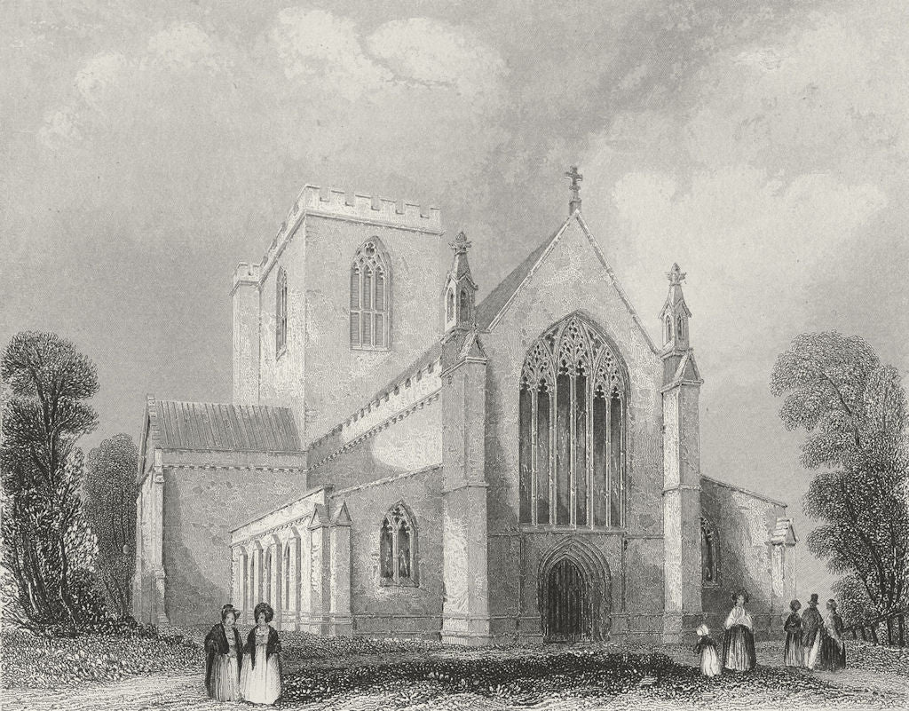 WALES. St Asaph's Cathedral west end. Asaph 1860 old antique print picture